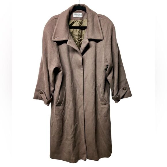 Vintage 100% Wool Forecaster Light Brown Chesterfield Long Coat Warm Winter Coat - Picture 2 of 14